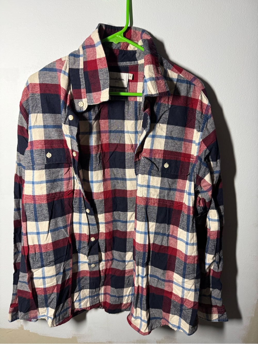 Goodfellow & Co Men's Red, Navy & Cream Plaid Button-Down Shirt